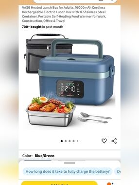 Cordless Electric Lunch Box - Blue/Green